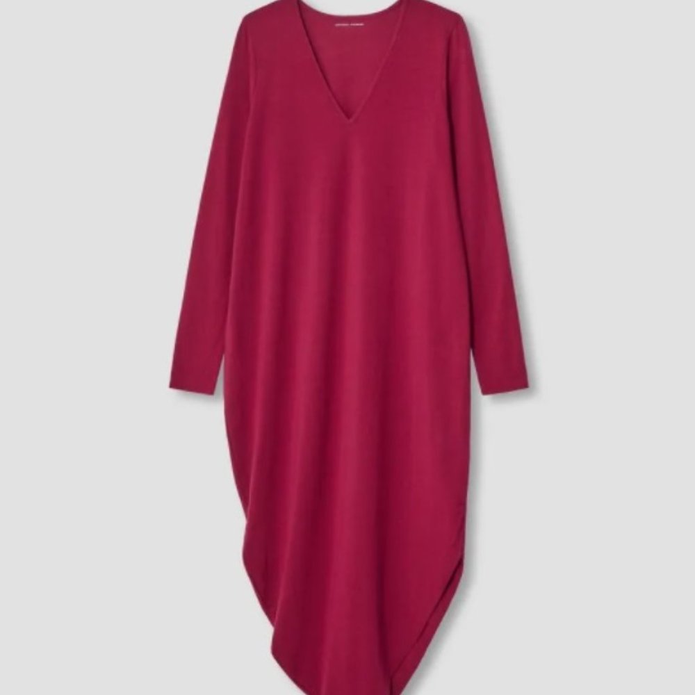 Universal Standard GENEVA V-Neck Long DRESS Beet Red 3XS 2-4 asymmetrical hemNWT
